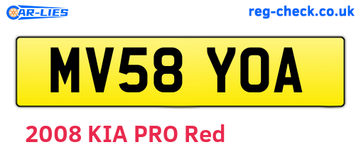 MV58YOA are the vehicle registration plates.