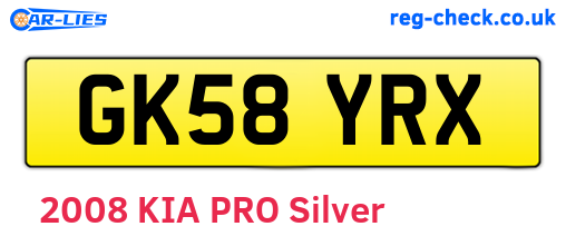 GK58YRX are the vehicle registration plates.