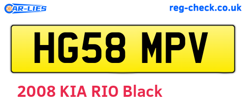 HG58MPV are the vehicle registration plates.