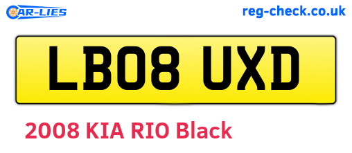 LB08UXD are the vehicle registration plates.