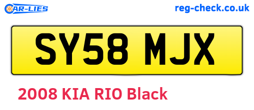 SY58MJX are the vehicle registration plates.
