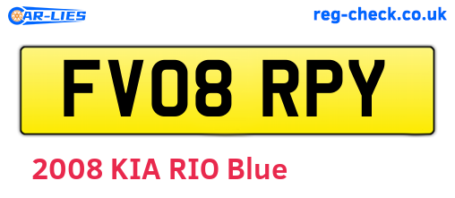 FV08RPY are the vehicle registration plates.