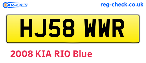 HJ58WWR are the vehicle registration plates.