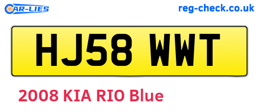 HJ58WWT are the vehicle registration plates.