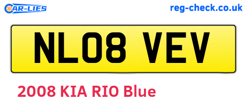 NL08VEV are the vehicle registration plates.