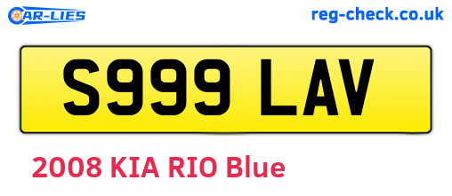S999LAV are the vehicle registration plates.