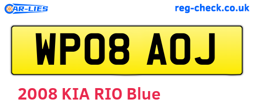 WP08AOJ are the vehicle registration plates.