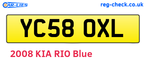 YC58OXL are the vehicle registration plates.