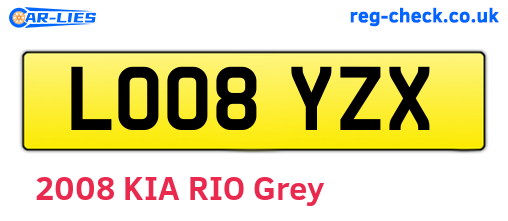 LO08YZX are the vehicle registration plates.
