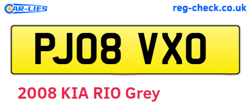 PJ08VXO are the vehicle registration plates.