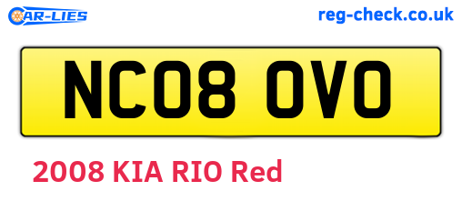 NC08OVO are the vehicle registration plates.