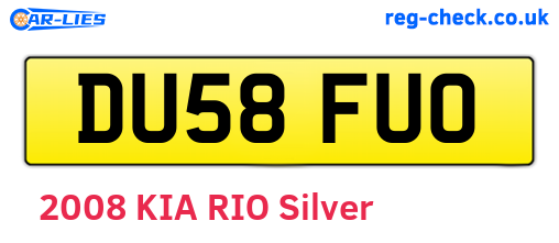 DU58FUO are the vehicle registration plates.