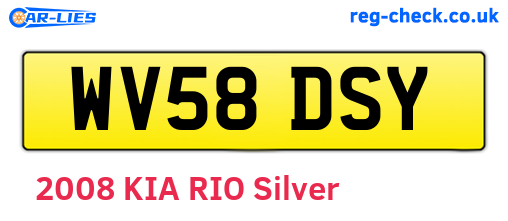 WV58DSY are the vehicle registration plates.