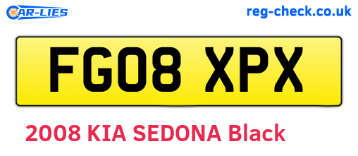 FG08XPX are the vehicle registration plates.