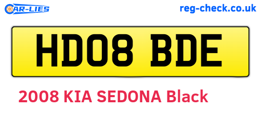 HD08BDE are the vehicle registration plates.