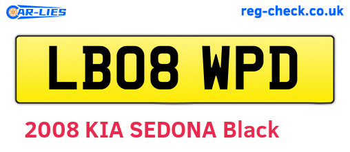 LB08WPD are the vehicle registration plates.