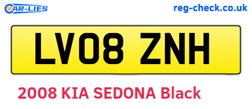 LV08ZNH are the vehicle registration plates.