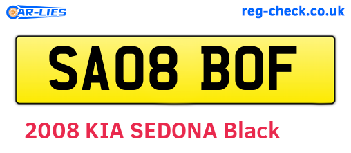 SA08BOF are the vehicle registration plates.