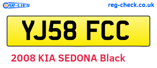 YJ58FCC are the vehicle registration plates.