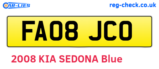 FA08JCO are the vehicle registration plates.
