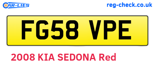 FG58VPE are the vehicle registration plates.
