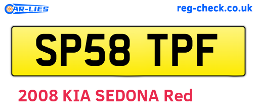 SP58TPF are the vehicle registration plates.