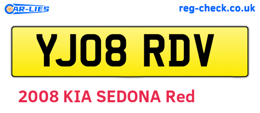 YJ08RDV are the vehicle registration plates.