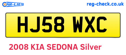 HJ58WXC are the vehicle registration plates.