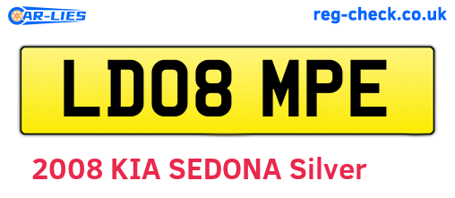 LD08MPE are the vehicle registration plates.