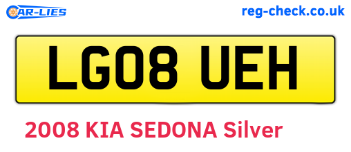LG08UEH are the vehicle registration plates.
