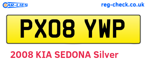 PX08YWP are the vehicle registration plates.