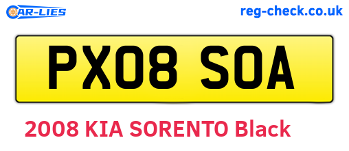PX08SOA are the vehicle registration plates.