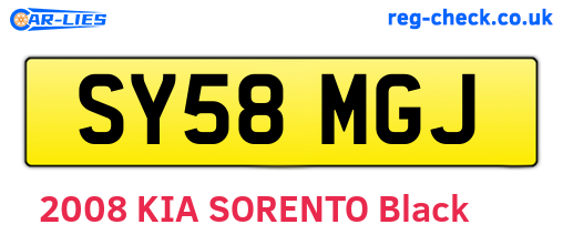 SY58MGJ are the vehicle registration plates.