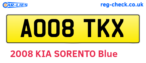 AO08TKX are the vehicle registration plates.