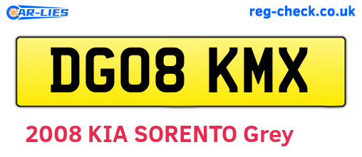 DG08KMX are the vehicle registration plates.