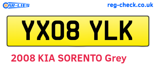 YX08YLK are the vehicle registration plates.