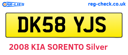 DK58YJS are the vehicle registration plates.