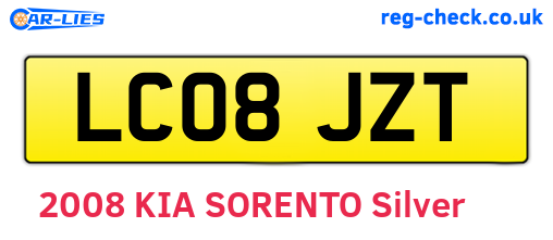 LC08JZT are the vehicle registration plates.