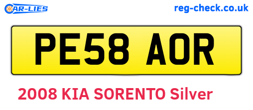 PE58AOR are the vehicle registration plates.
