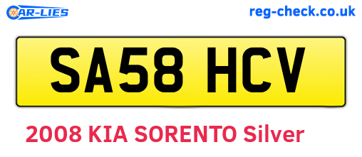 SA58HCV are the vehicle registration plates.