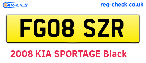 FG08SZR are the vehicle registration plates.