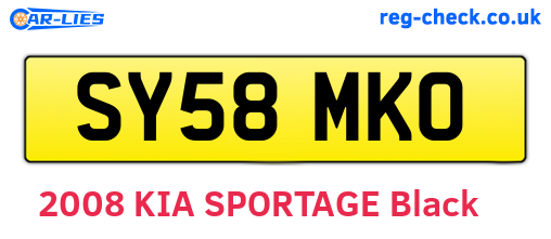SY58MKO are the vehicle registration plates.