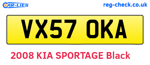 VX57OKA are the vehicle registration plates.