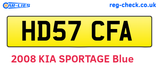 HD57CFA are the vehicle registration plates.