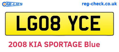 LG08YCE are the vehicle registration plates.