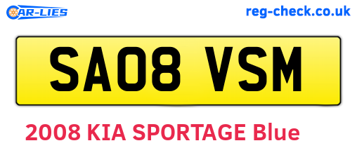 SA08VSM are the vehicle registration plates.
