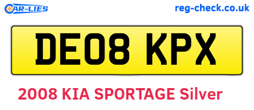 DE08KPX are the vehicle registration plates.
