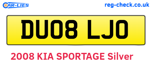 DU08LJO are the vehicle registration plates.