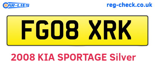 FG08XRK are the vehicle registration plates.