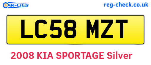 LC58MZT are the vehicle registration plates.